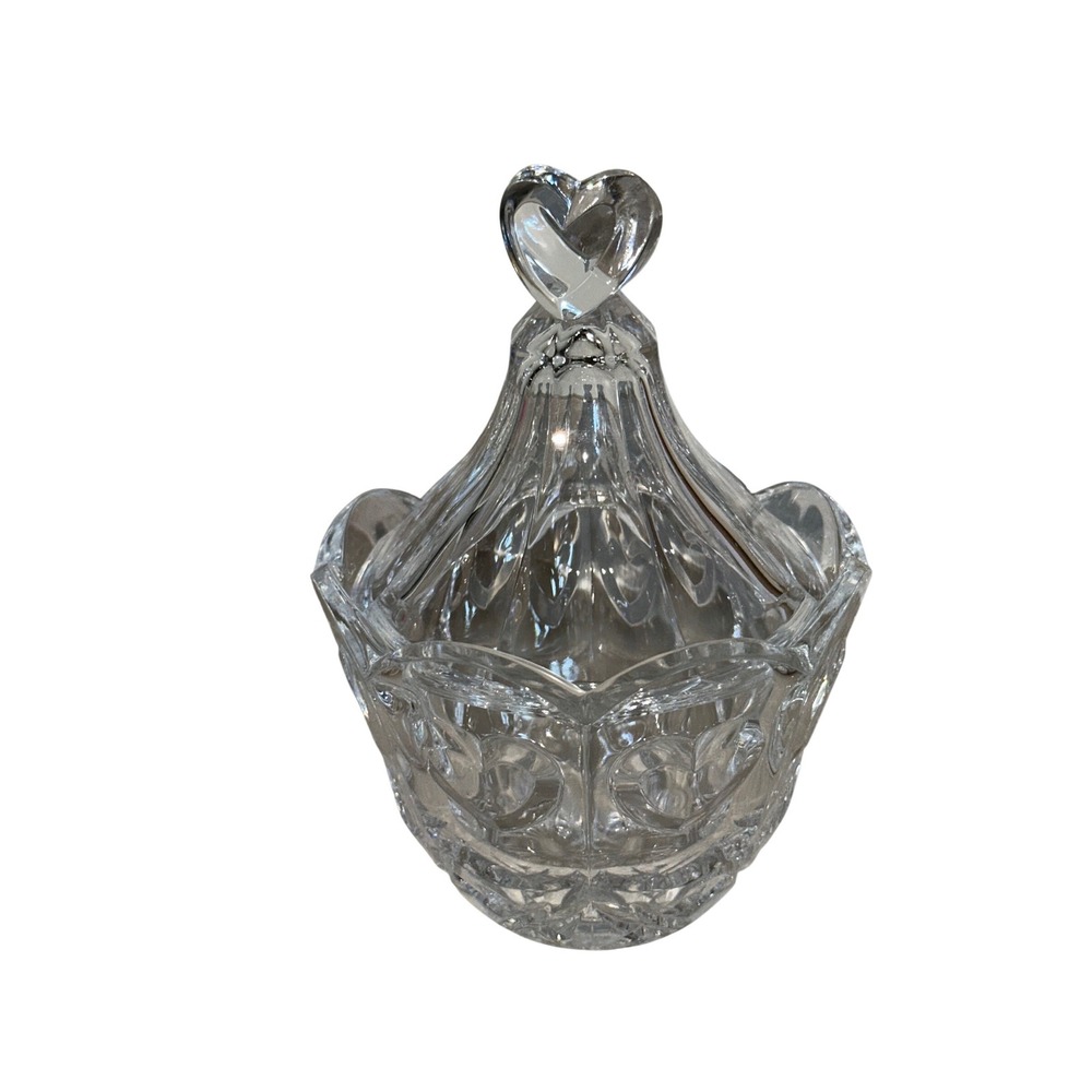 Fifth Avenue Crystal Vintage‎ 70s "Cherish" Heart Candy Dish with Lid